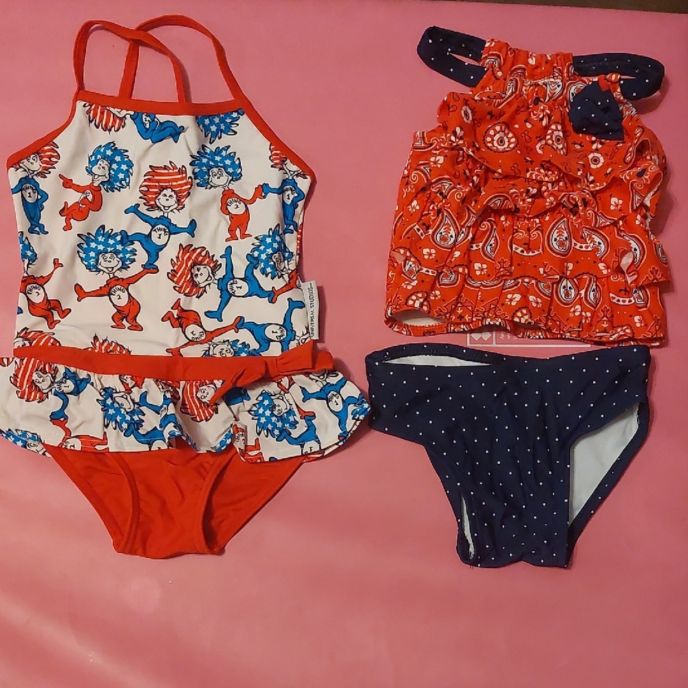 Dr. Seuss Kids' Swimsuit and red white blue 2 piece set size 2T